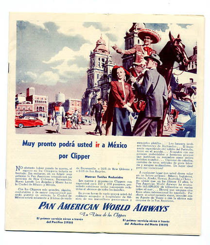1945 A Spanish language ad from a Pan American timetable.